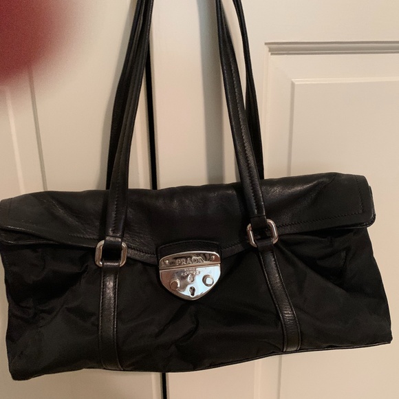 Prada Tessuto Nylon & Leather Key Clasp Lock Purse - Picture 1 of 7